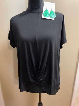 Black Front Knot Top - Trudy's Trendy Boutique