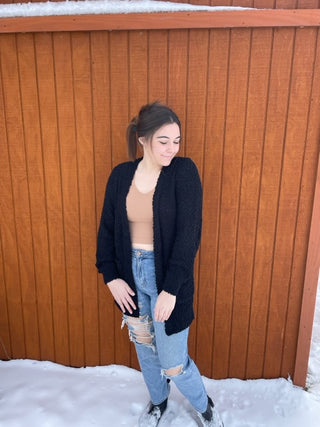 Puff Sleeve Popcorn Cardigan