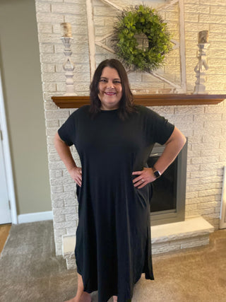 Black Maxi with Side Slits and Pockets