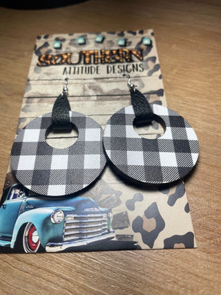 Buffalo Plaid Wooden Earrings - Trudy's Trendy Boutique