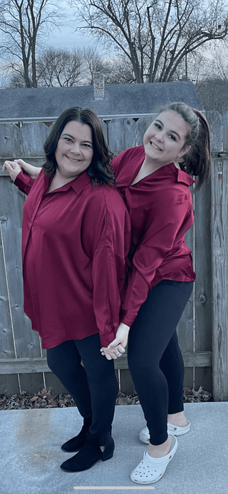 Loose Fit Red Wine Blouse - Trudy's Trendy Boutique