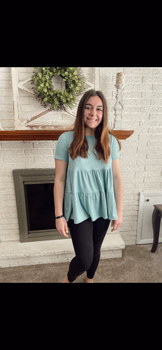 Solid Ribbed Sage Top - Trudy's Trendy Boutique